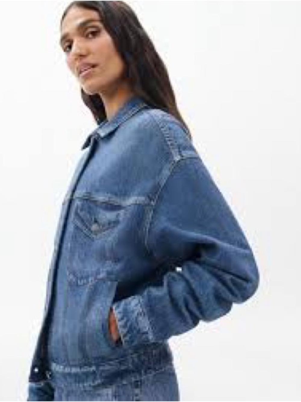 Rag and Bone sz S Miramar Denim Trucker Jacket Cotton Terry Print in Almeda - Picture 2 of 7